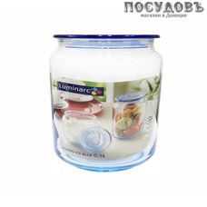 Luminarc Rondo Ice Blue J7527 банка для хранения с герметичной крышкой, 500 мл, стекло упрочненное, Франция