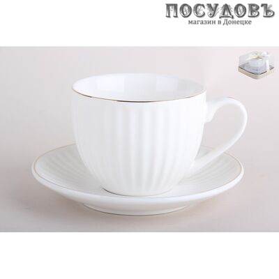 Коралл Line Gold TC69А-2P чайная пара, 200 мл, фарфор, в подарочной упаковке 2 пр.