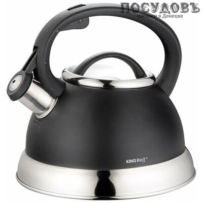 KING Hoff KH-1224 чайник со свистком, 2,2 л, сталь нержавеющая, цвет: черный