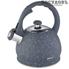 KING Hoff KH-1405 чайник со свистком, 2,0 л, сталь нержавеющая, цвет: серый гранит