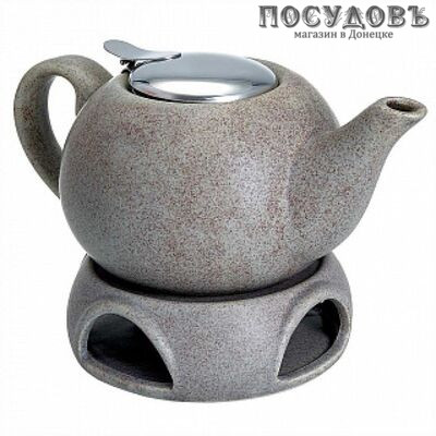Rosario Ф19-056R чайник заварочный с фильтром и подставкой, керамика, 750 мл, серый