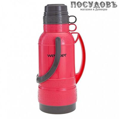 Webber 25032/8 термос с крышкой-стаканом, колба стеклянная 3200 мл, цвет розовый с коричневым