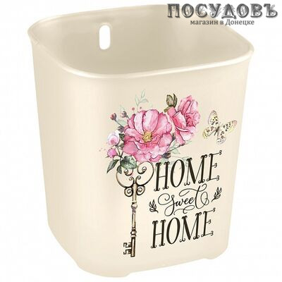 Phibo 4312465 подставка для столовых приборов, 128×128×137 мм, полипропилен, цвет бежевый с рисунком