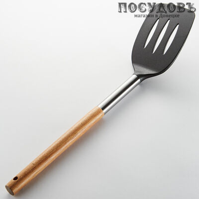Webber Style ВЕ-1580Y, лопатка с прорезями, 350×80 мм, нейлон, цвет черный, на блистере 1 шт.