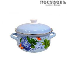 КМК 51915-383/6-У4 кастрюля с крышкой 2,3 л, сталь эмалированная, цвет синий с рисунком