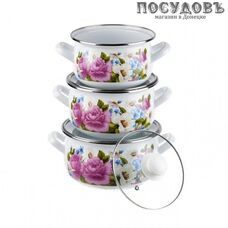 Hascevher Лето 151/7090 набор посуды, 3 кастрюли с крышками, сталь эмалированная, 6 пр.