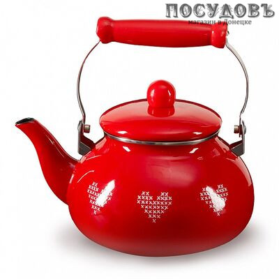 Metalloni EM-251X1/67 Love чайник, 2,5 л, сталь эмалированная, цвет: красный с рисунком