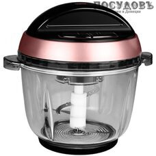 Centek CT-1396 измельчитель 600 Вт, чаша стеклянная 2300 мл, две пары ножей, цвет черный с розовым