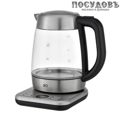 BQ KT2047G электрочайник, 2200 Вт, 1700 мл, стекло термостойкое, внутренняя подсветка, сталь-черный