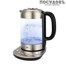 BQ KT2048G электрочайник, 2200 Вт, 1700 мл, стекло термостойкое, внутренняя подсветка, сталь-черный