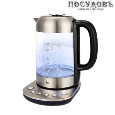 BQ KT2048G электрочайник, 2200 Вт, 1700 мл, стекло термостойкое, внутренняя подсветка, сталь-черный