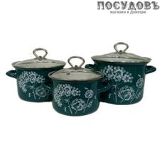 КМК Ажур-5-1 Люкс стиль набор кастрюль, сталь эмалированная, бирюза, 6 пр.