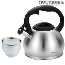 KING Hoff KH-1633 чайник со свистком, 1,2 л, сталь нержавеющая, капсульное дно