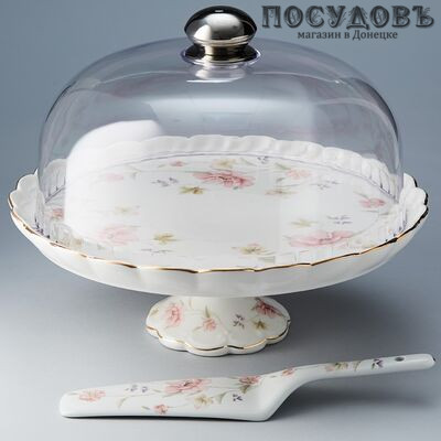 Beatrix Сан-Марино МН001Х блюдо для торта, лопатка, крышка, фарфор, Ø290 мм, в упаковке 3 пр.