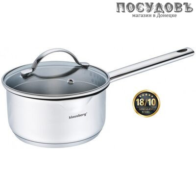 Klausberg KB-7216 ковш с крышкой 1,6 л, сталь нержавеющая 18/10, Ø120 мм, многослойное дно, 2 пр.