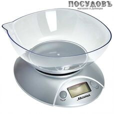 Аксинья КС-6519 весы кухонные с чашей, до 5,0 кг, цвет серебристый