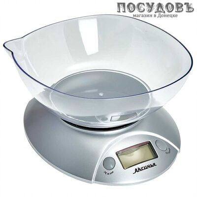 Аксинья КС-6519 весы кухонные с чашей, до 5,0 кг, цвет серебристый