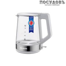WillMark WEK-1736G электрочайник, 2200 Вт, 1700 мл, стекло термостойкое, внутренняя подсветка, белый