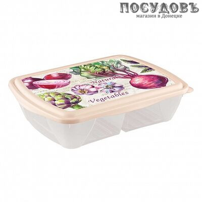 Phibo Рондо 431173707 контейнер двухсекционный с крышкой, полипропилен, 224×175×55 мм, 1250 мл