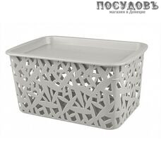 Econova 431271324 корзина с крышкой, полипропилен, 293×193×147 мм, цвет коричневый, светло-серый