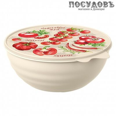 Phibo Wave 433217707 миска с крышкой, полипропилен, 2,8 л, Ø245×105 мм, голубой, розовый