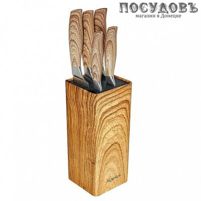 Alpenkok AK-2105 ножи в наборе (5 ножей; подставка), сталь нержавеющая, 6 пр.