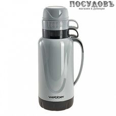 Webber 24008/14S термос с крышкой-стаканом, колба стеклянная 1800 мл, цвет серый с черным