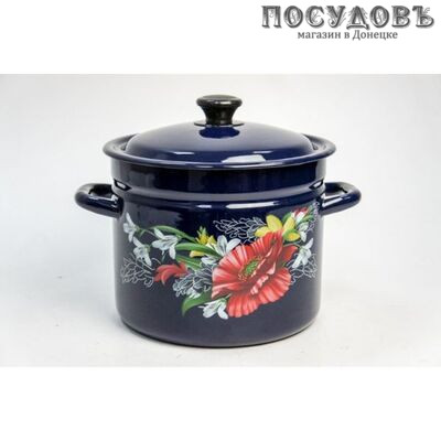 КМК Апрель 41815-203/6-У2 кастрюля с крышкой 8,0 л, сталь эмалированная, цвет бостон с рисунком