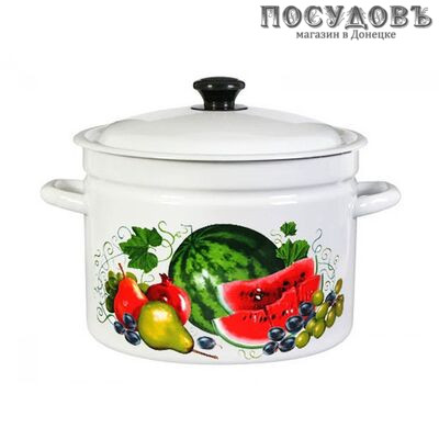 КМК Восточные дары 41804-212/6-У2 кастрюля с крышкой 9,0 л, сталь эмалированная, цвет белый с рисунком