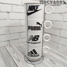 КНР 601-11 кружки в наборе на подставке, 220 мл, керамика, в упаковке 5 пр.