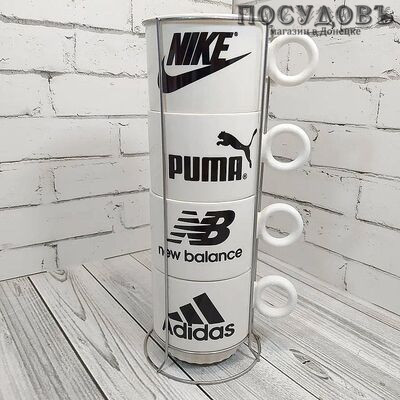 КНР 601-11 кружки в наборе на подставке, 220 мл, керамика, в упаковке 5 пр.