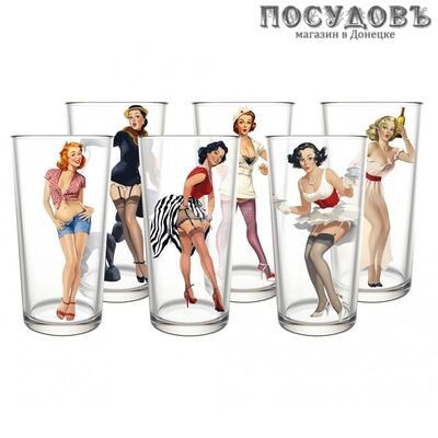 ДекоСтек Pin-up girls 148-Д (Pin-up girls), стакан высокий 280 мл, стекло, в упаковке 6 шт.