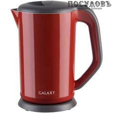 Galaxy GL0318 электрочайник, 2000 Вт, 1700 мл, двойной нержавейка/пластик, цвет красный