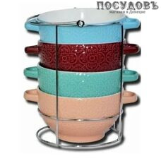Kelli KL-390 супницы в наборе на подставке керамика 5 пр.