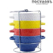 Kelli KL-392 супницы в наборе на подставке керамика 5 пр.