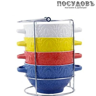 Kelli KL-392 супницы в наборе на подставке керамика 5 пр.