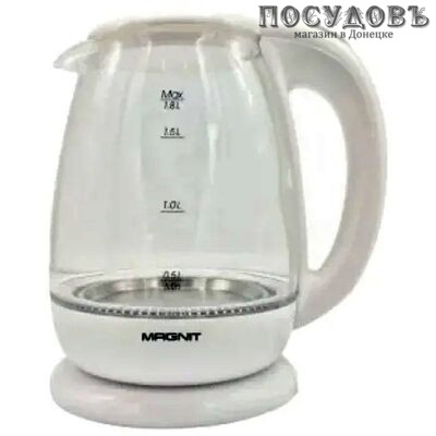 Magnit RMK-3800 электрочайник, 2200 Вт, 1800 мл, стекло термостойкое, внутренняя подсветка, белый