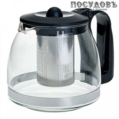 Alpenkok AK-5526/25 чайник заварочный с фильтром, стекло термостойкое, 1250 мл, черный