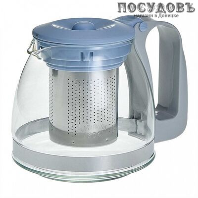 Alpenkok AK-5529/4 чайник заварочный с фильтром, стекло термостойкое, 700 мл, голубой