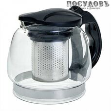 Alpenkok AK-5527/25 чайник заварочный с фильтром, стекло термостойкое, 850 мл, черный