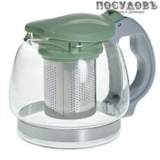 Alpenkok AK-5527/3 чайник заварочный с фильтром, стекло термостойкое, 850 мл, зеленый