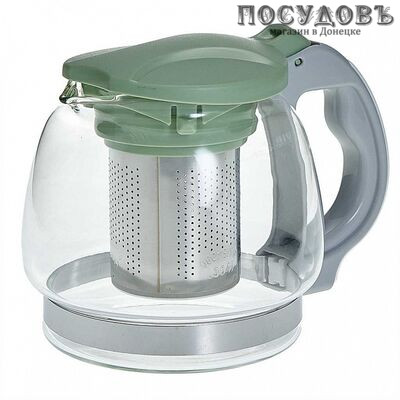 Alpenkok AK-5527/3 чайник заварочный с фильтром, стекло термостойкое, 850 мл, зеленый