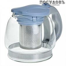 Alpenkok AK-5527/4 чайник заварочный с фильтром, стекло термостойкое, 850 мл, голубой