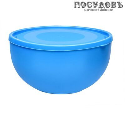 Эльфпласт 281 салатник с крышкой, полипропилен, 2,5 л, Ø210×108 мм, синий