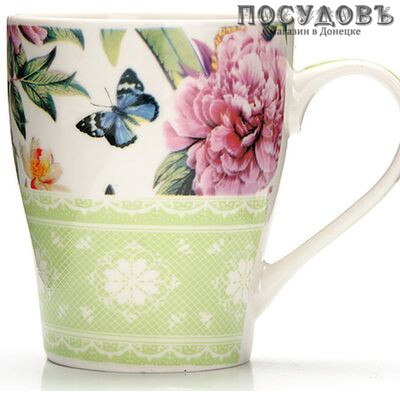 Loraine Цветы 26582-1 кружка подарочная, 340 мл, фарфор, в подарочной упаковке 1 шт.