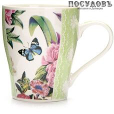 Loraine Цветы 26582-2 кружка подарочная, 340 мл, фарфор, в подарочной упаковке 1 шт.