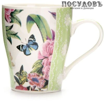 Loraine Цветы 26582-2 кружка подарочная, 340 мл, фарфор, в подарочной упаковке 1 шт.