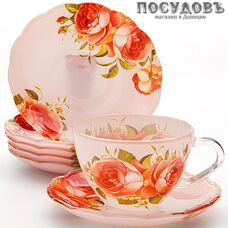 Loraine Розовый 24119 набор чайный, стекло, в упаковке 12 пр.