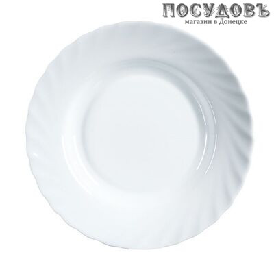 Luminarc Trianon H4123 тарелка глубокая, стекло упрочненное, цвет белый, Ø220 мм, Франция 1 шт.