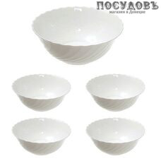 Luminarc Trianon J3190 салатники в наборе, стекло упрочненное, цвет белый мм, Франция 5 пр.
